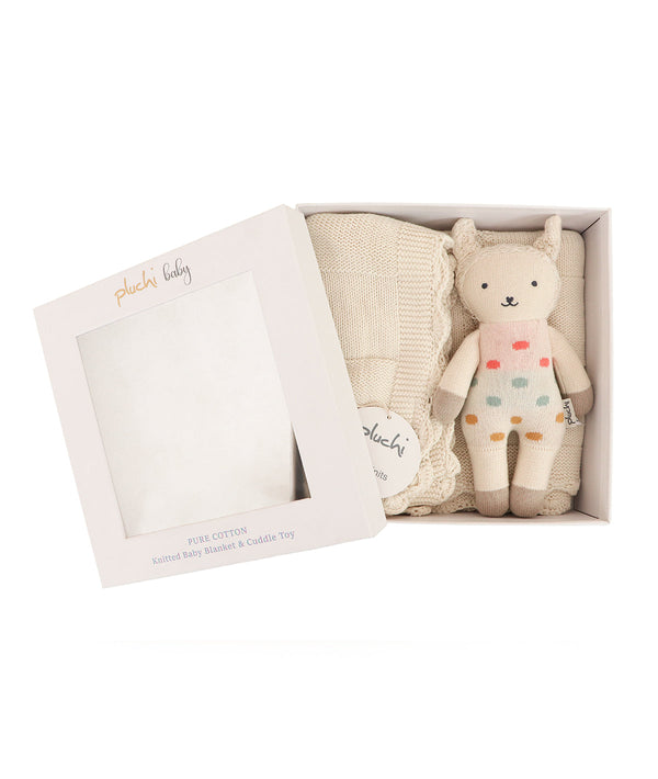 Pluchi Little Lamb Snuggle Pink Gift Set of 2 (Soft Toy and Blanket)