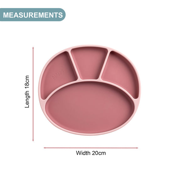 Bibado Silicone Suction Divider Plate – Blush | Baby Weaning Plate