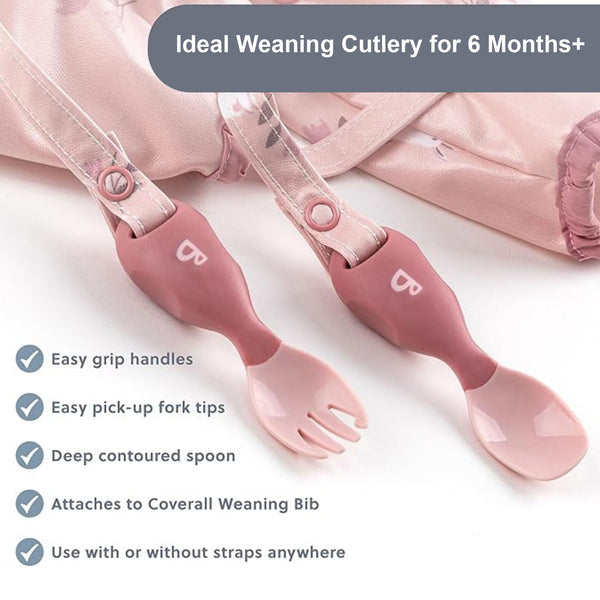 Bibado Handi Cutlery Attachable Weaning Spoon & Fork Set – Assorted | 6M+