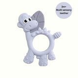 Bibado Dotty The Dinosaur Multi-Sensory Silicone Teether – Mist | 3 Months+