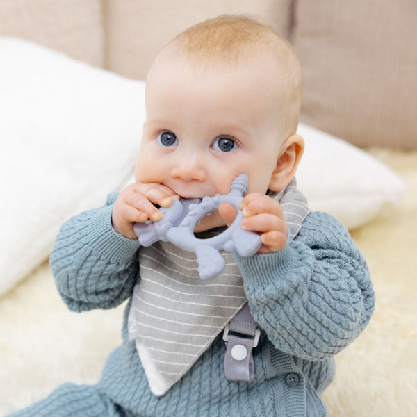 Bibado Dotty The Dinosaur Multi-Sensory Silicone Teether – Mist | 3 Months+