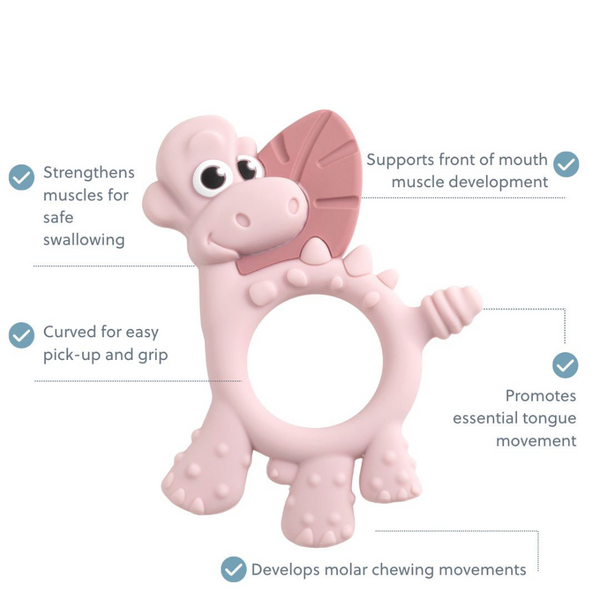 Teether BiBaDo Dotty the Dinosaur Silicone Teether 9 x 2 x 1 cm Blush