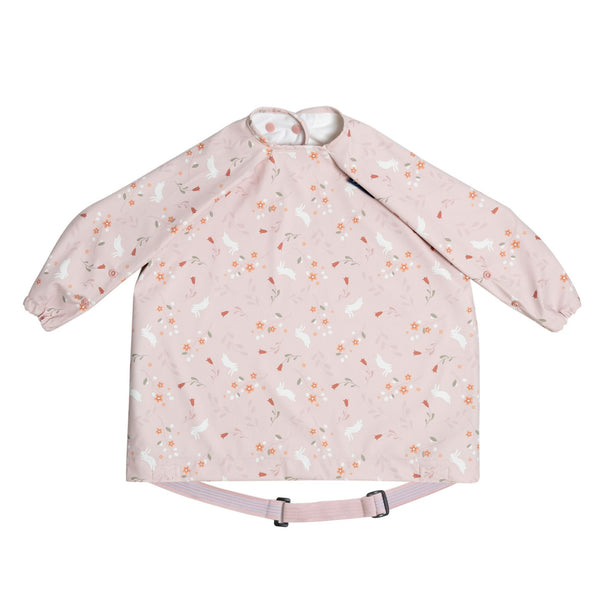Bibado Long Sleeve Coverall Weaning Bib Botanical Bunnies Pink