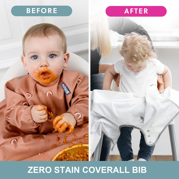 Bibado Long Sleeve Coverall Weaning Bib Chasing Rainbows Brown