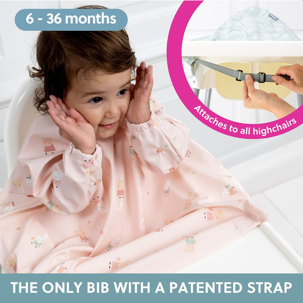 Bibado Long Sleeve Coverall Weaning Bib Peppa Pig Pink
