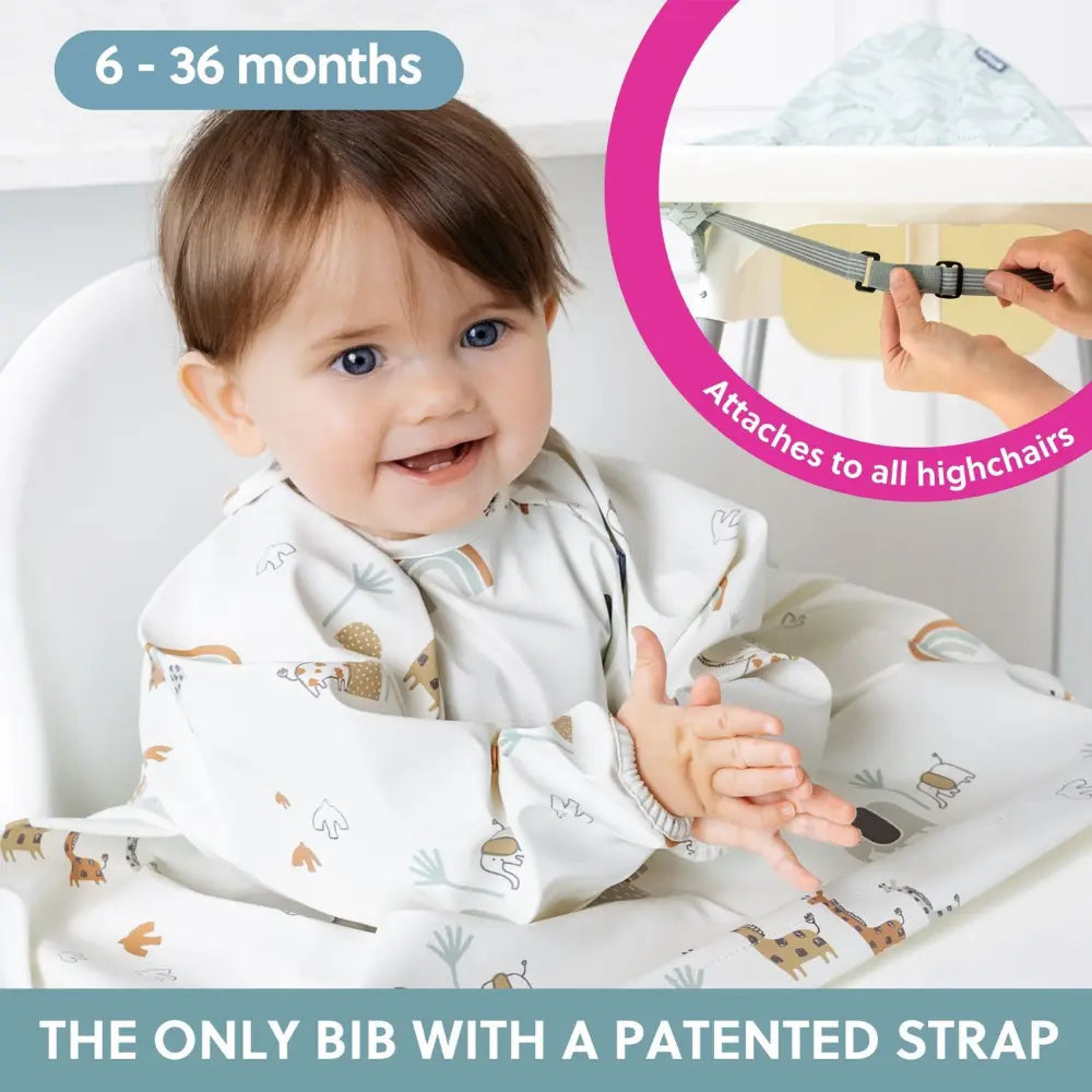 BiBaDo Short Sleeve Coverall Weaning Bib 6M-3Y Little Loader Grey