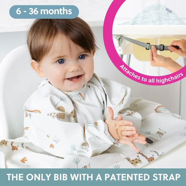 BiBaDo Short Sleeve Coverall Weaning Bib 6M-3Y Little Loader Grey