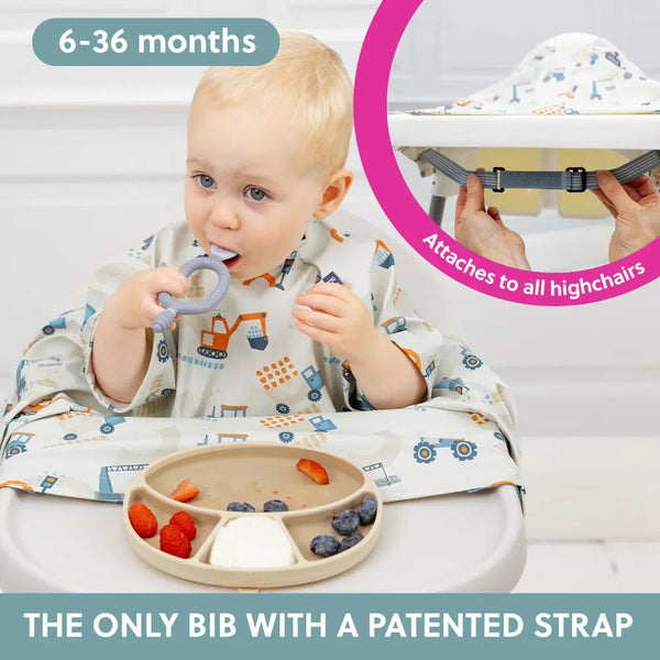 Bibado Short Sleeve Coverall Weaning Bib Little Loader 6–36 Months Grey