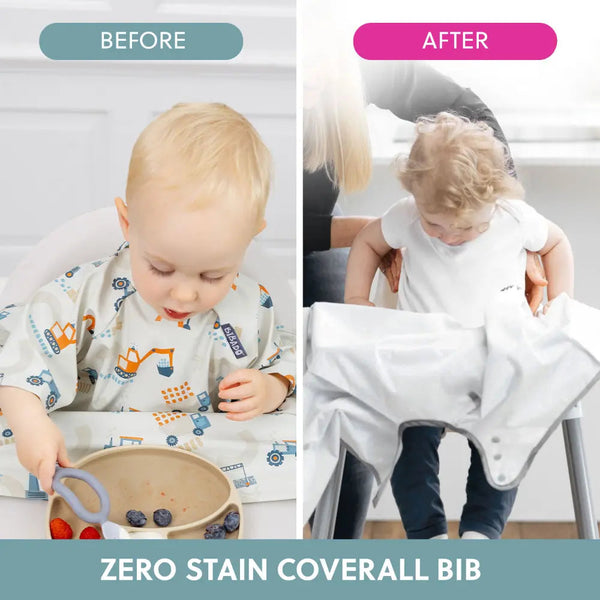 Bibado Short Sleeve Coverall Weaning Bib Little Loader 6–36 Months Grey