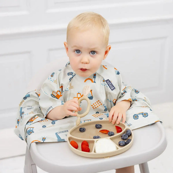 Bibado Short Sleeve Coverall Weaning Bib Little Loader 6–36 Months Grey