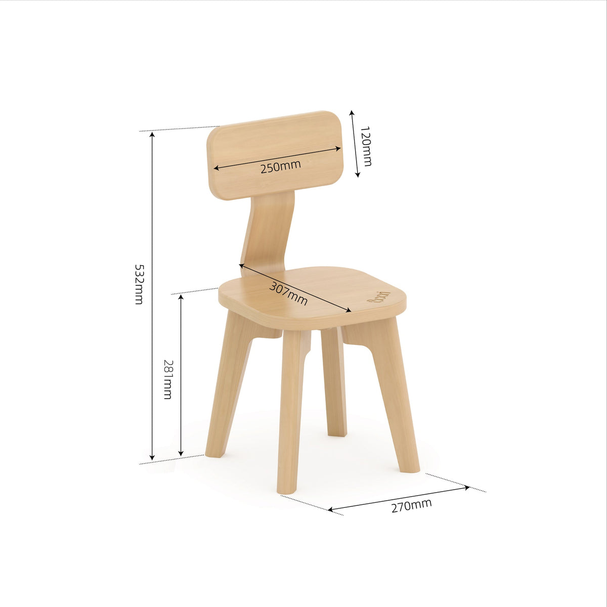 Boori Tidy Chair – Almond | Solid Wood Kids Chair, 2–6 Years