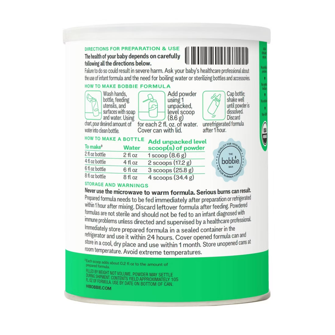 Bobbie Organic Infant Formula 0-12 Months 400g