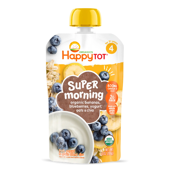HappyTOT Organics Super Morning Banana,Blueberries,Yogurt oat & Chia