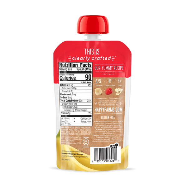 HappyBABY Organic Banana,Raspberries & Oats