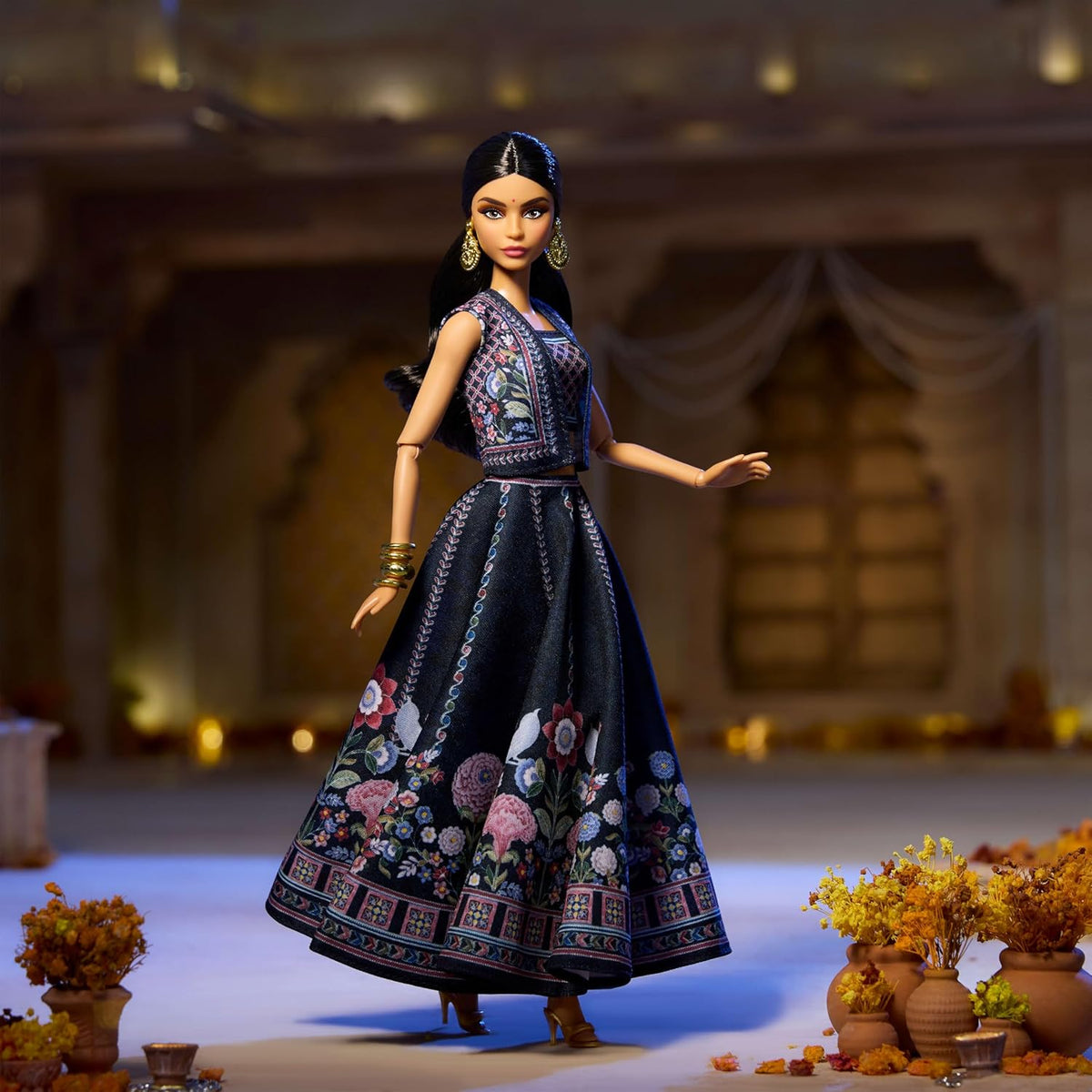 Barbie Signature Diwali Doll By Anita Dongre Wearing Festival Of Lights Look With Doll Stand