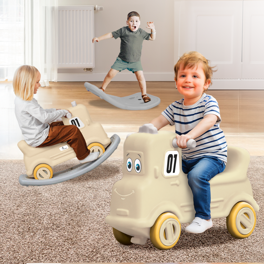 R For Rabbit Rock N Ride 3-in-1 Balance Board, Ride-On - Beige Grey