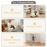 R For Rabbit Rock N Ride 3-in-1 Balance Board, Ride-On - Beige Grey