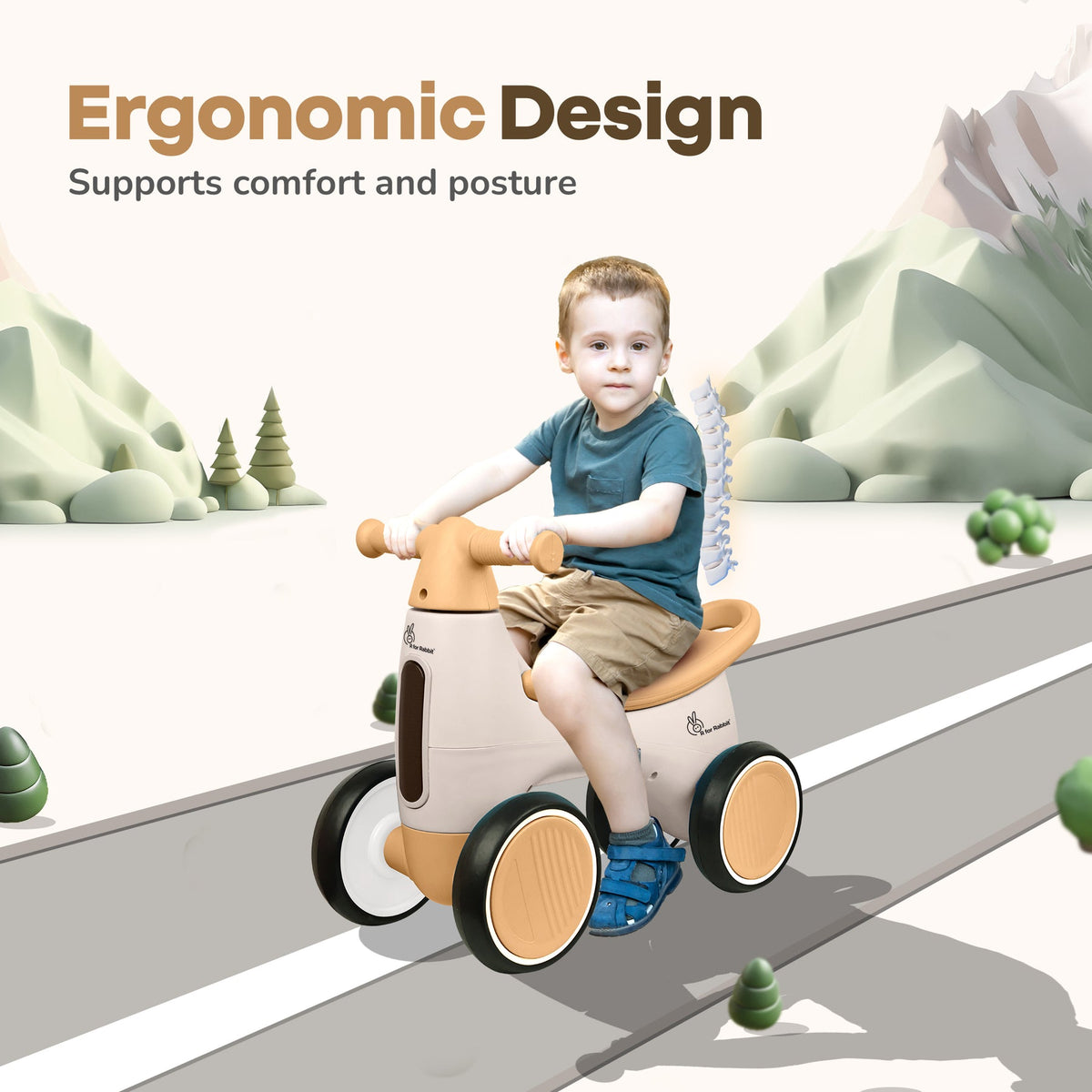 R For Rabbit Speedster Glider Baby Ride On Car - Beige