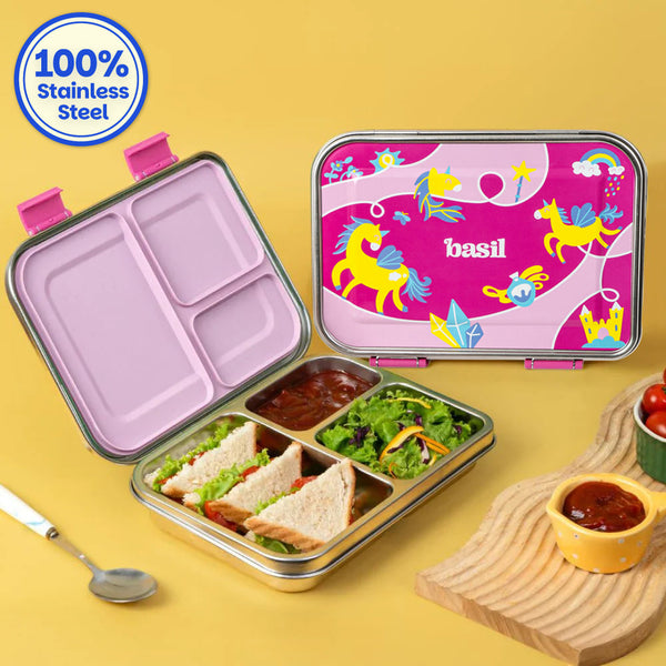 Basil Bento Neo 3-Compartment Lunchbox 1000 ml Pixie Dash