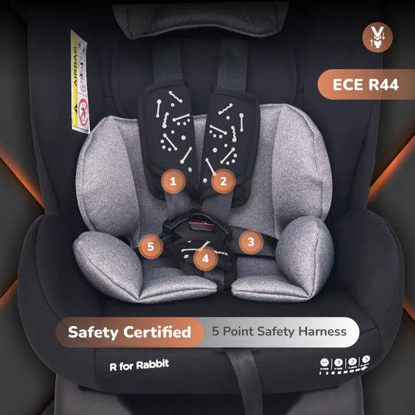 R for Rabbit Car Seat Jack N Jill - NXG Black Grey