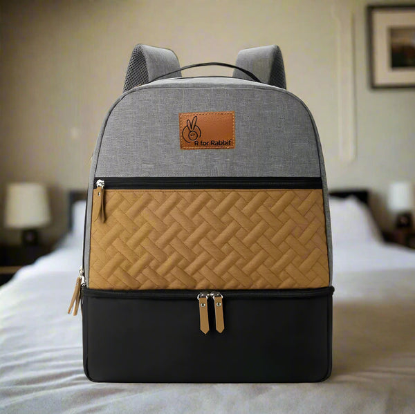 R For Rabbit Caramello Truffle Diaper Bag with Stroller Attachment - Black Mustard