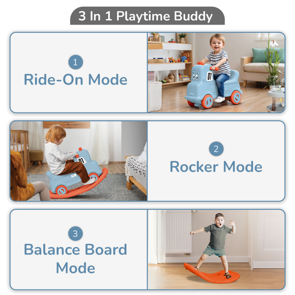 R For Rabbit Rock N Ride 3-in-1 Balance Board, Ride-On - Blue Orange