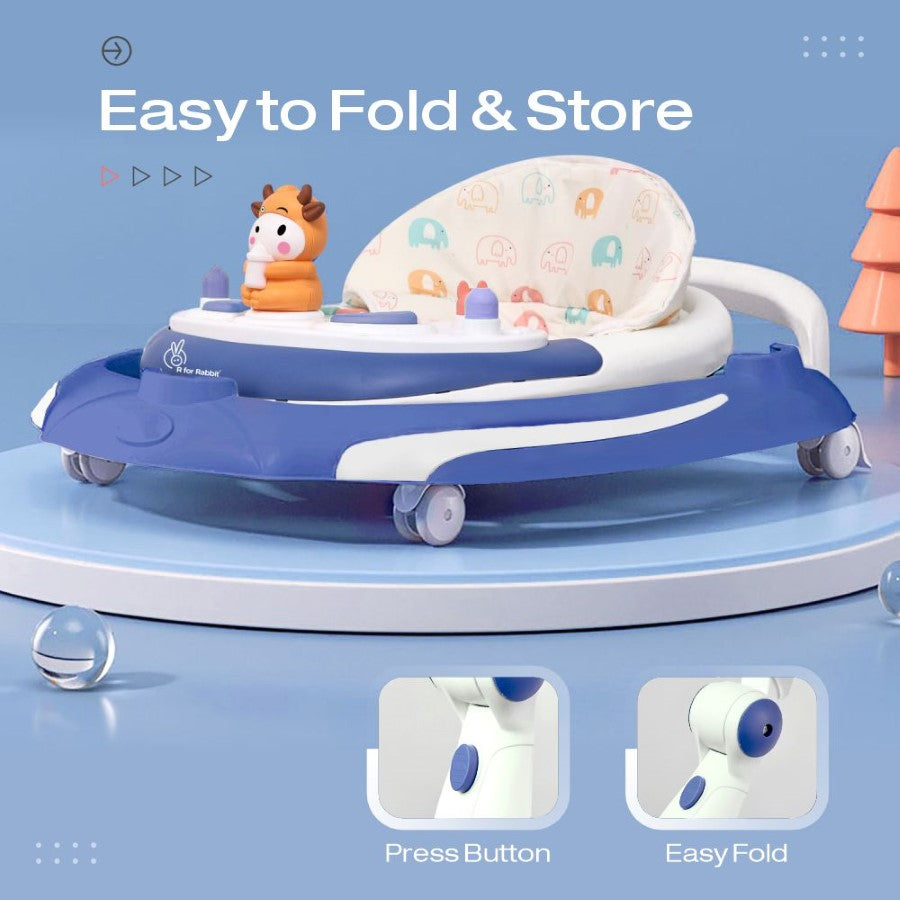 R For Rabbit Little Feet Plus Walker - Detachable Toy Music & Light Blue White