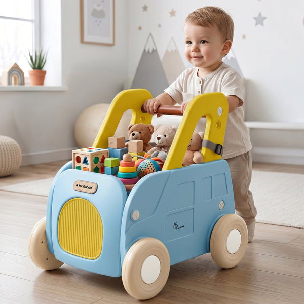 R for Rabbit Kiddie Kart Ride-On & Push Walker 4 in 1 0–3Y Up to 20kg – Blue Yellow
