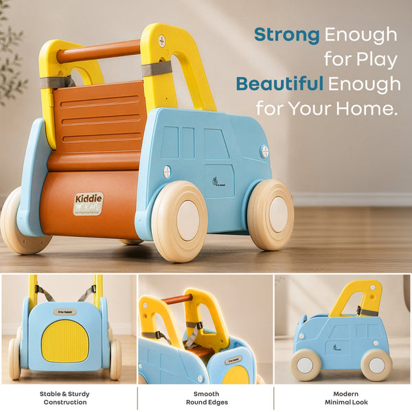 R for Rabbit Kiddie Kart Ride-On & Push Walker 4 in 1 0–3Y Up to 20kg – Blue Yellow