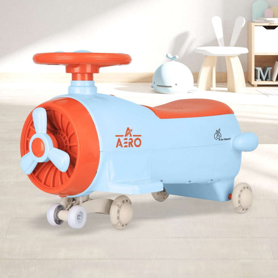 R For Rabbit Iya Iya Aero Swing Car for kids 2 in 1 Ride On - Blue Orange