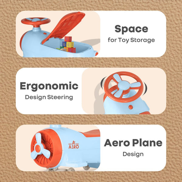 R For Rabbit Iya Iya Aero Swing Car for kids 2 in 1 Ride On - Blue Orange