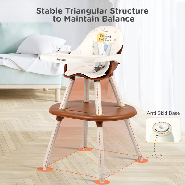 R For Rabbit Cherry Berry Tusky High Chair - Brown Cream