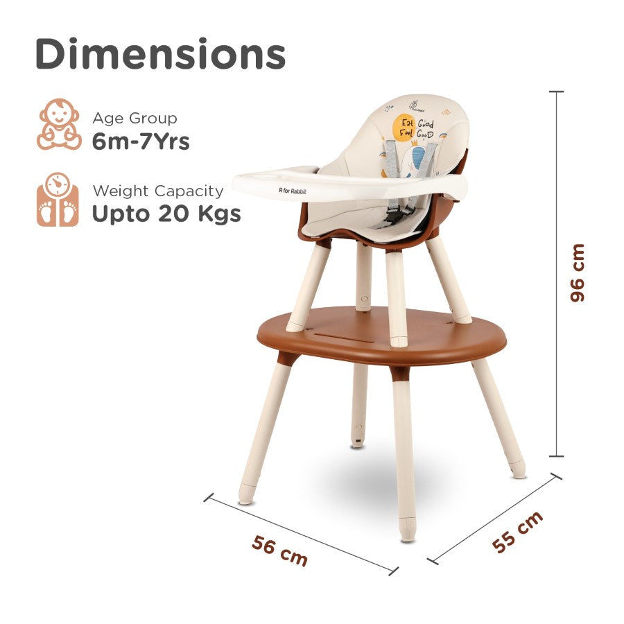 R For Rabbit Cherry Berry Tusky High Chair - Brown Cream