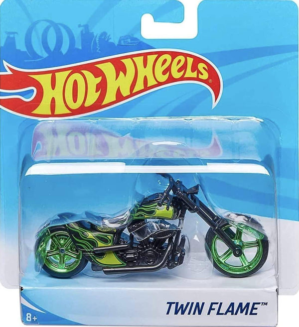 Hot Wheels Street Power Green Twin Flame Motorcycle 3+