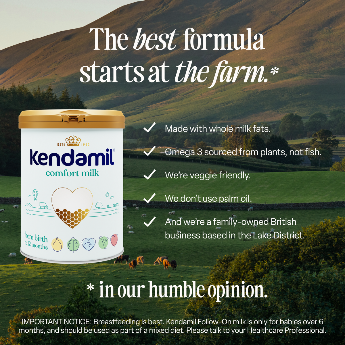 Kendamil Comfort Milk for Colic & Constipation – 0–12 Months, 800g