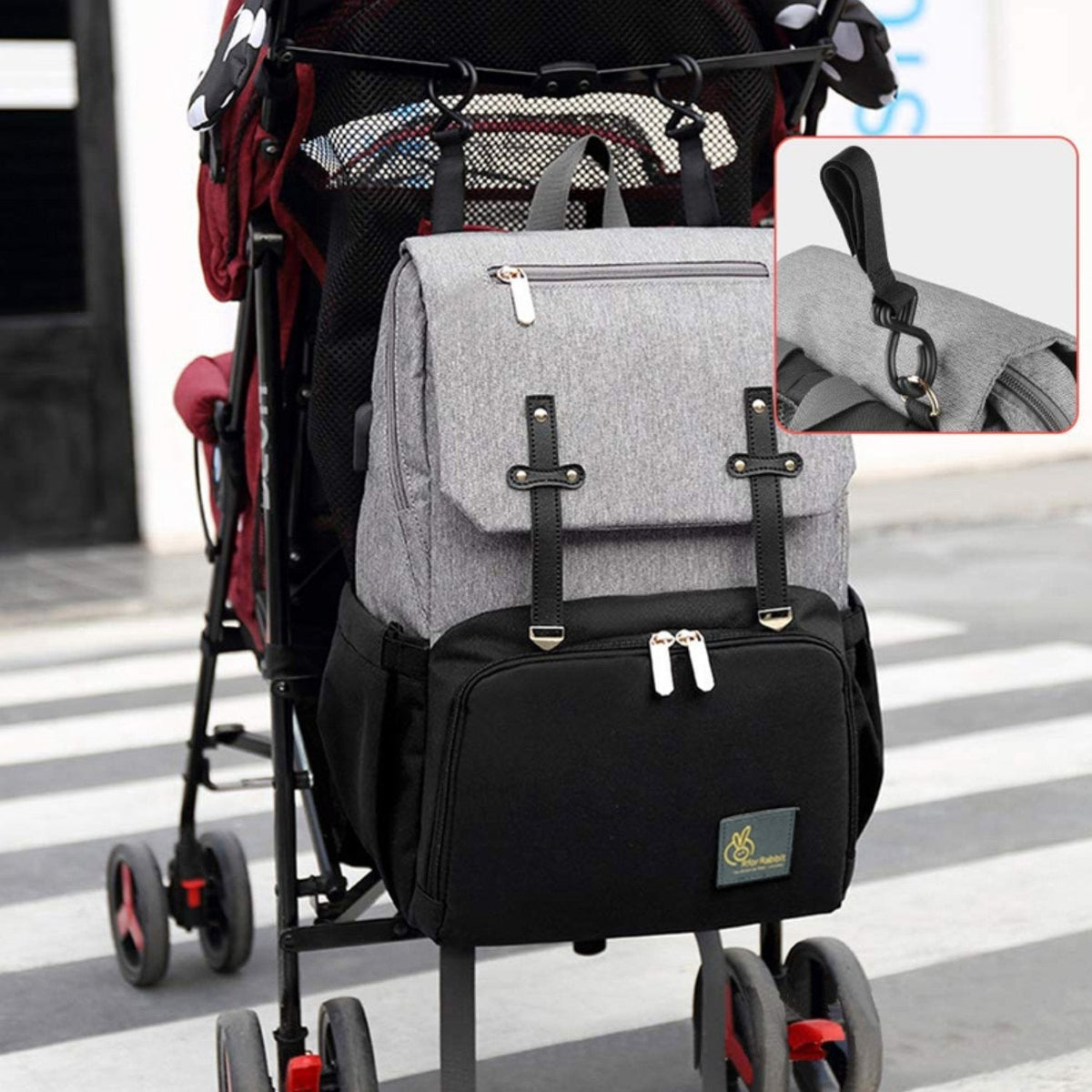 R For Rabbit Diaper Bag Caramello Smart Grey Black