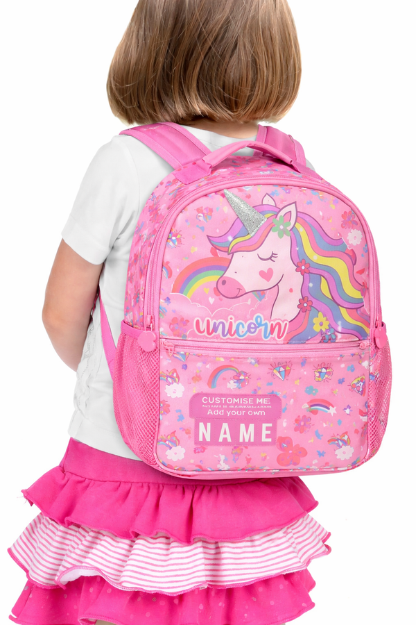Vest School Bag For Kids 16" - Unicorn Pink