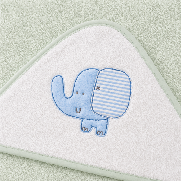 Babiano Soft & Absorbent Elephant Baby Hooded Towel - Sea Green
