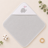 Babiano Turtle & Bird Baby Hooded Towel – Grey