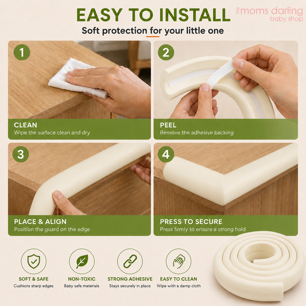 Weikang Baby Safety Soft Cushioned Edge Guard Roll - 2 Mtr Plain Cream