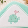 Babiano Turtle & Bird Baby Hooded Towel – Mint Green