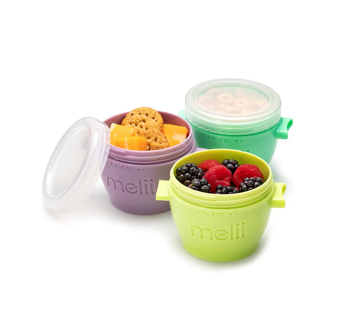 Melii Snap & Go Pods-Airtight & Leakproof Cover-Microwave & Dishwasher Safe-118 ml-Pack of 4-For Feeding Infants