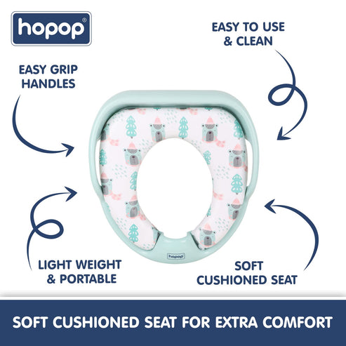 Hopop Cushioned Baby Toilet Training Seat with Handles - Bear