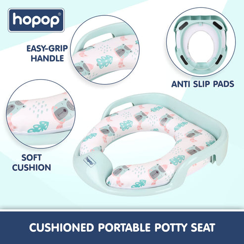 Hopop Cushioned Baby Toilet Training Seat with Handles - Bear