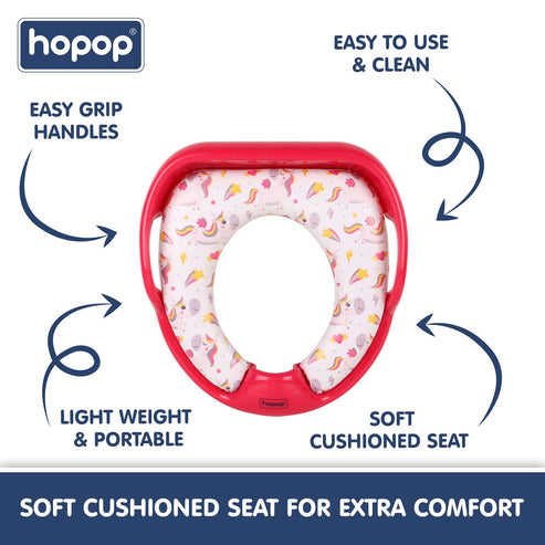 Hopop Cushioned Baby Toilet Training Seat with Handles - Unicorn