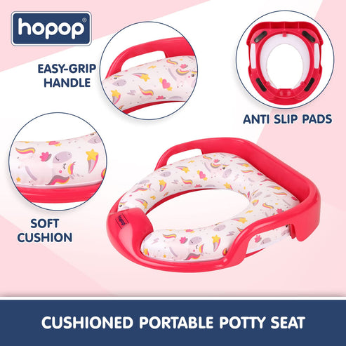 Hopop Cushioned Baby Toilet Training Seat with Handles - Unicorn