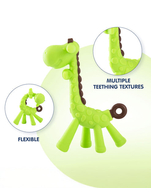 Hopop Silicone Giraffe Teether One Size Green