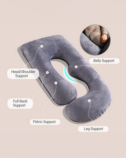 Momcozy G shaped Pregnancy Pillow Grey-Velvet