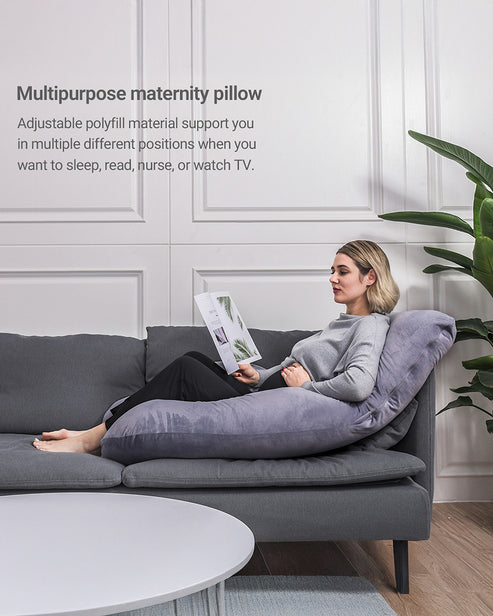 Momcozy G shaped Pregnancy Pillow Grey-Velvet