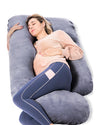 Momcozy G shaped Pregnancy Pillow Grey-Velvet